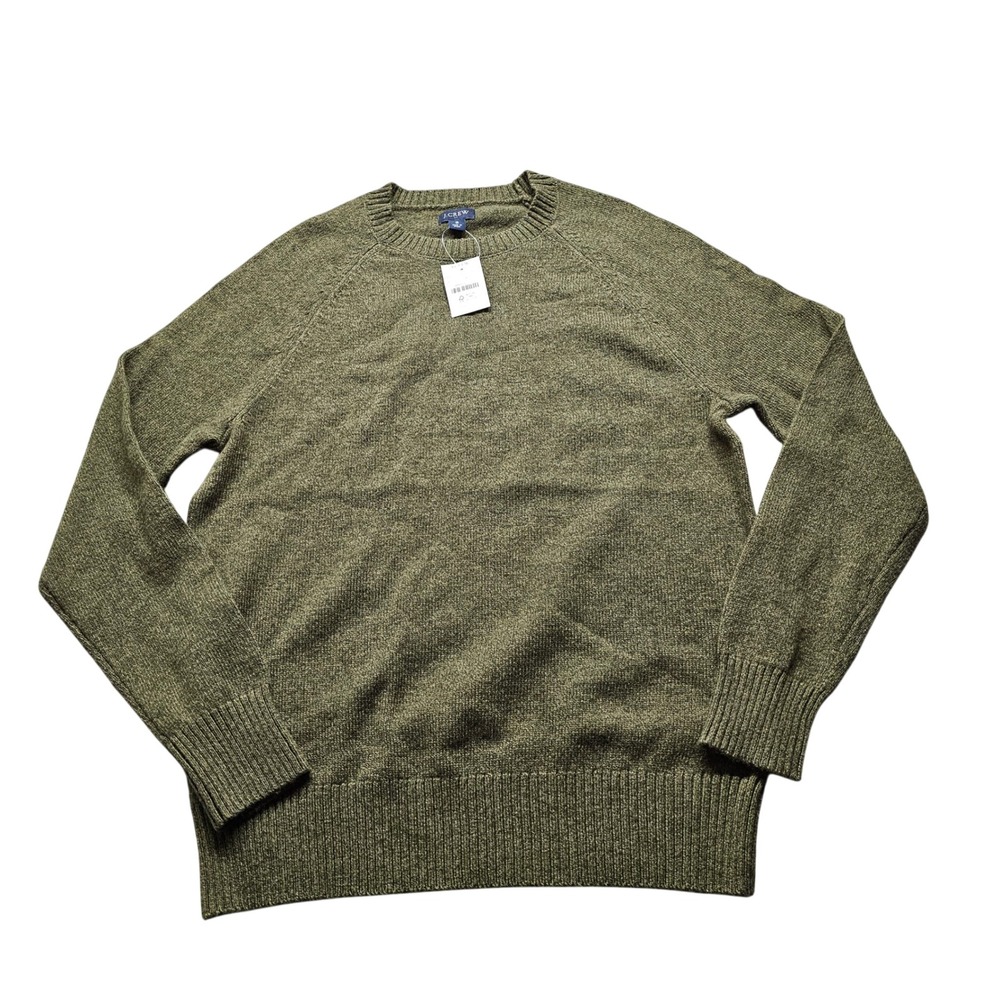 J.Crew Crewneck Sweater Mens Small Green AA027 Lambs Wool Blend NWT